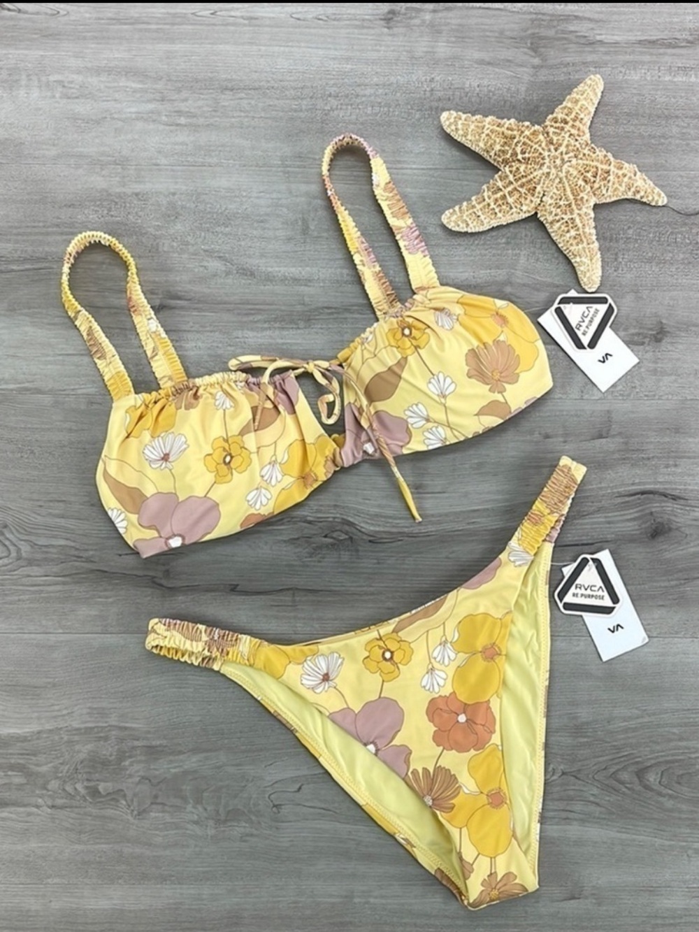 RVCA Yellow Floral Bikini Set